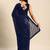 Women gorgette nblue zari lace work saree