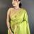 Women lime green parrot & floral woven design lichi silk saree