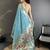 Women light blue parrot & floral woven design lichi silk saree