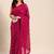 Women gorgette pink zari lace work saree