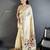 Women off-white parrot & floral woven design lichi silk saree