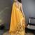 Women yellow parrot & floral woven design lichi silk saree