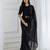 Women gorgette black zari lace work saree