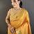 Women yellow parrot & floral woven design lichi silk saree