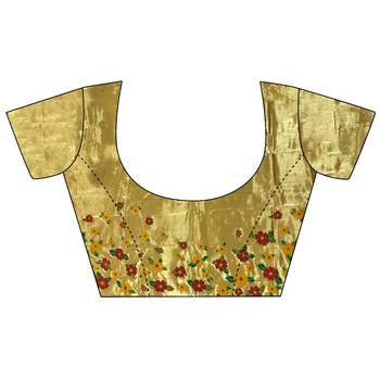 Women yellow parrot & floral woven design lichi silk blend saree 5