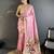 Women light pink parrot & floral woven design lichi silk saree