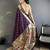 Women wine parrot & floral woven design lichi silk saree