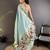 Women sky blue parrot & floral woven design lichi silk saree