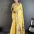 Women light yellow parrot & floral woven design lichi silk saree