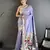 Women lavender parrot & floral woven design lichi silk saree