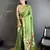 Women green parrot & floral woven design lichi silk saree