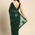 Women gorgette green zari lace work saree