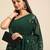 Women gorgette green zari lace work saree