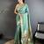 Women aqua blue parrot & floral woven design lichi silk saree