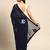 Women gorgette nblue zari lace work saree
