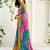 Women gorgette multi color zari lace work saree