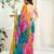 Women gorgette multi color zari lace work saree