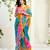 Women gorgette multi color zari lace work saree