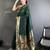 Women dark green parrot & floral woven design lichi silk saree