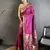 Women magenta parrot & floral woven design lichi silk saree