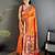 Women orange   floral motifs lichi silk saree