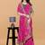 Women gorgette pink zari lace work saree