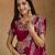 Women gorgette pink zari lace work saree