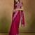 Women gorgette pink zari lace work saree