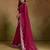 Women gorgette pink zari lace work saree