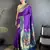 Women purple floral motifs lichi silk saree