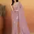 Women gorgette pink zari lace work saree