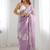 Women satin onion zari lace work saree