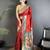 Women red floral motifs lichi silk saree
