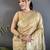 Women beige parrot & floral woven design tissue saree