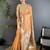 Women peach parrot & floral woven design tissue saree