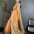 Women peach parrot & floral woven design tissue saree