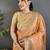 Women peach parrot & floral woven design tissue saree