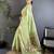 Women lime green parrot & floral woven design tissue saree