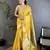 Women yellow parrot & floral woven design tissue saree