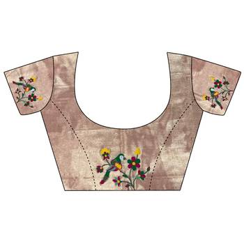 Women pink parrot & floral woven design tissue saree 5