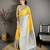 Women yellow intricate geometric soft silk saree