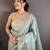 Women light blue solid tissue saree