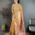 Women orange solid tissue saree