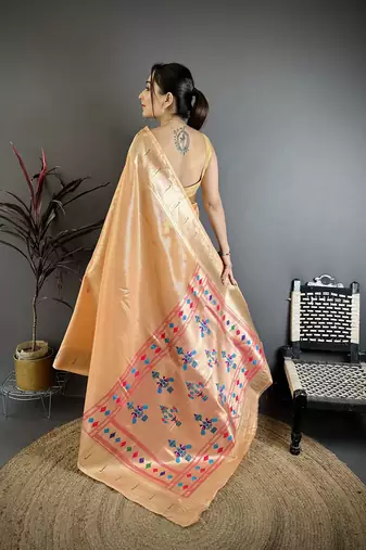 Women orange solid tissue saree