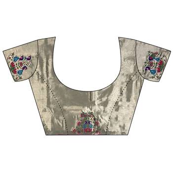 Women grey solid tissue saree 5