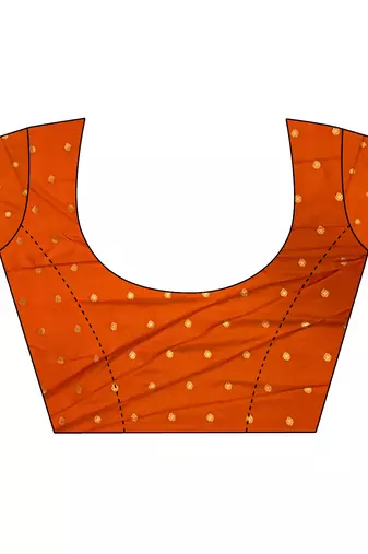 Women orange checked & floral motifs banarasi soft silk saree