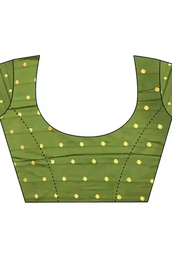 Women olive checked & floral motifs banarasi soft silk saree