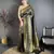 Women dark green checked & floral motifs banarasi soft silk saree