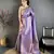 Women lavender checked & floral motifs banarasi soft silk saree