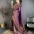 Women purple   checked & floral motifs banarasi soft silk saree